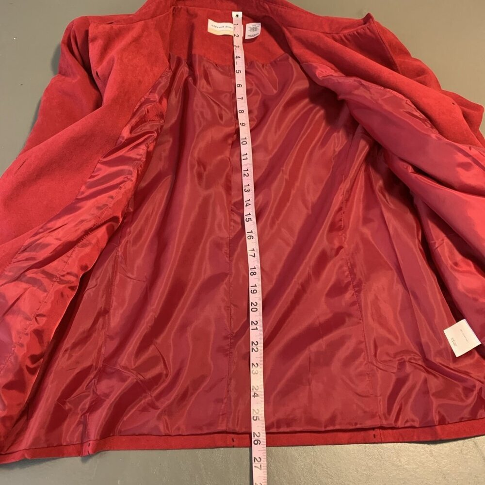 Alfred Dunner Womans 20W Jacket Blazer Faux Suede Red Button Pockets Lined - Picture 10 of 13